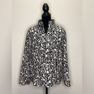 Coldwater Creek Black & White Fleece Quarter-Zip Pullover – 2X